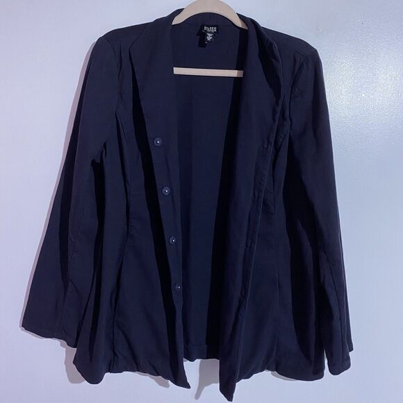 Eileen Fisher Blazer PL Navy Blue Snap Buttons Office Career Church Minimalist - Picture 14 of 16